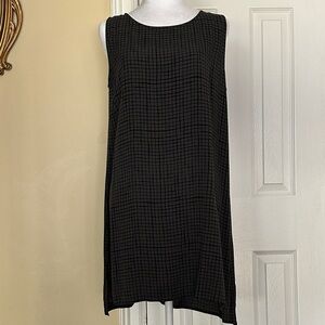 Eileen Fisher Grid Printed Silk Crepe Tank/Dress